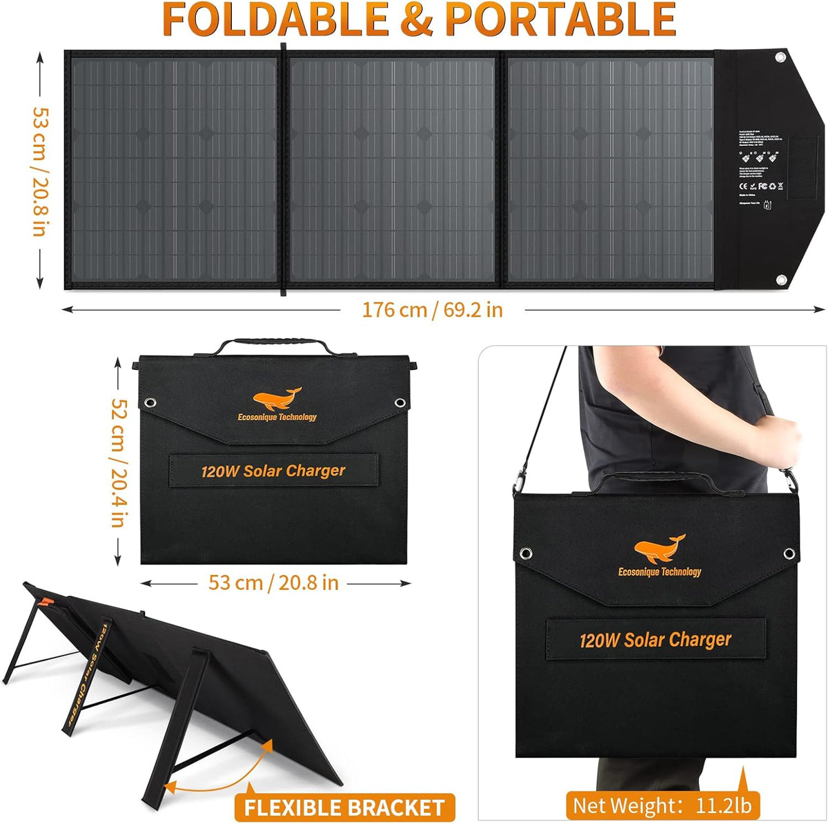 120W Portable Foldable Solar Panel Kit with MC-4 Output M7130