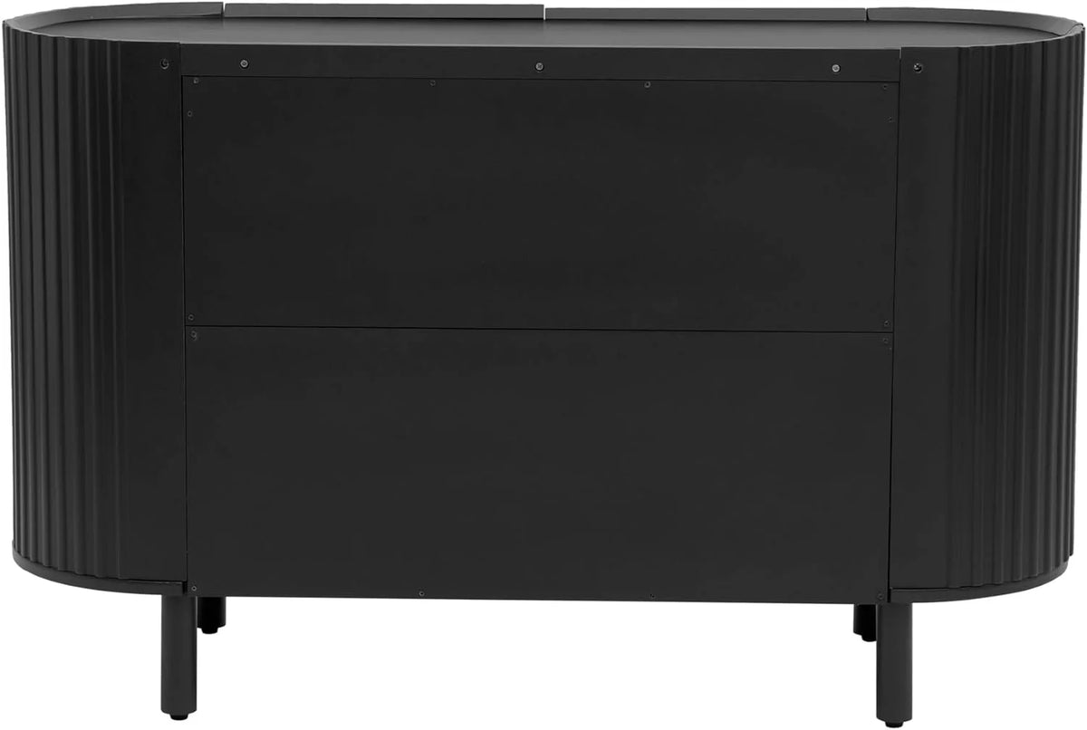 Black Curved Sideboard Cabinet with Adjustable Shelves D642764