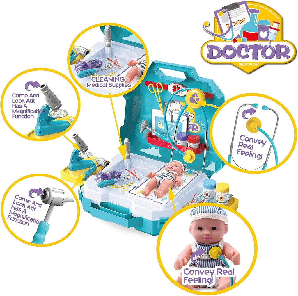 Stainless Steel Toy Medical Tools Set with Carrying Case F410