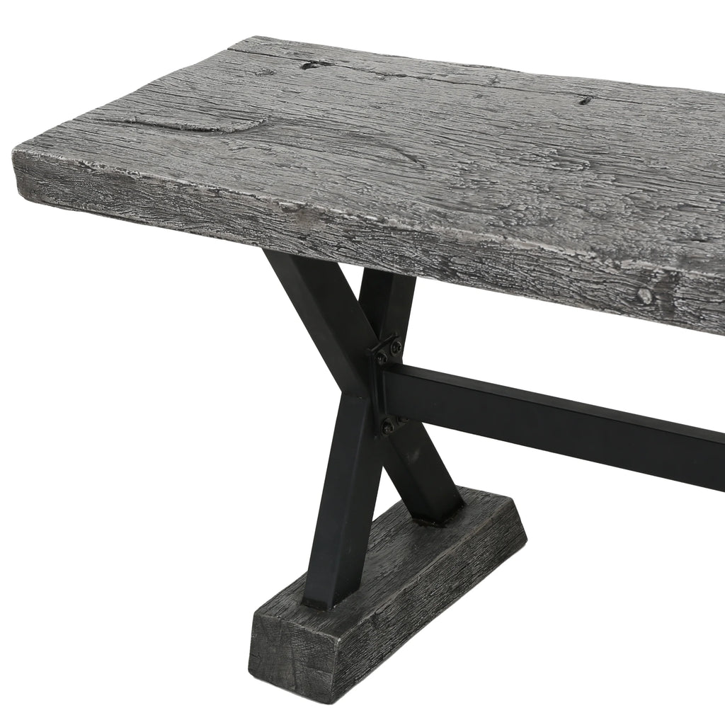 Grey Concrete and Steel Dining Bench J985