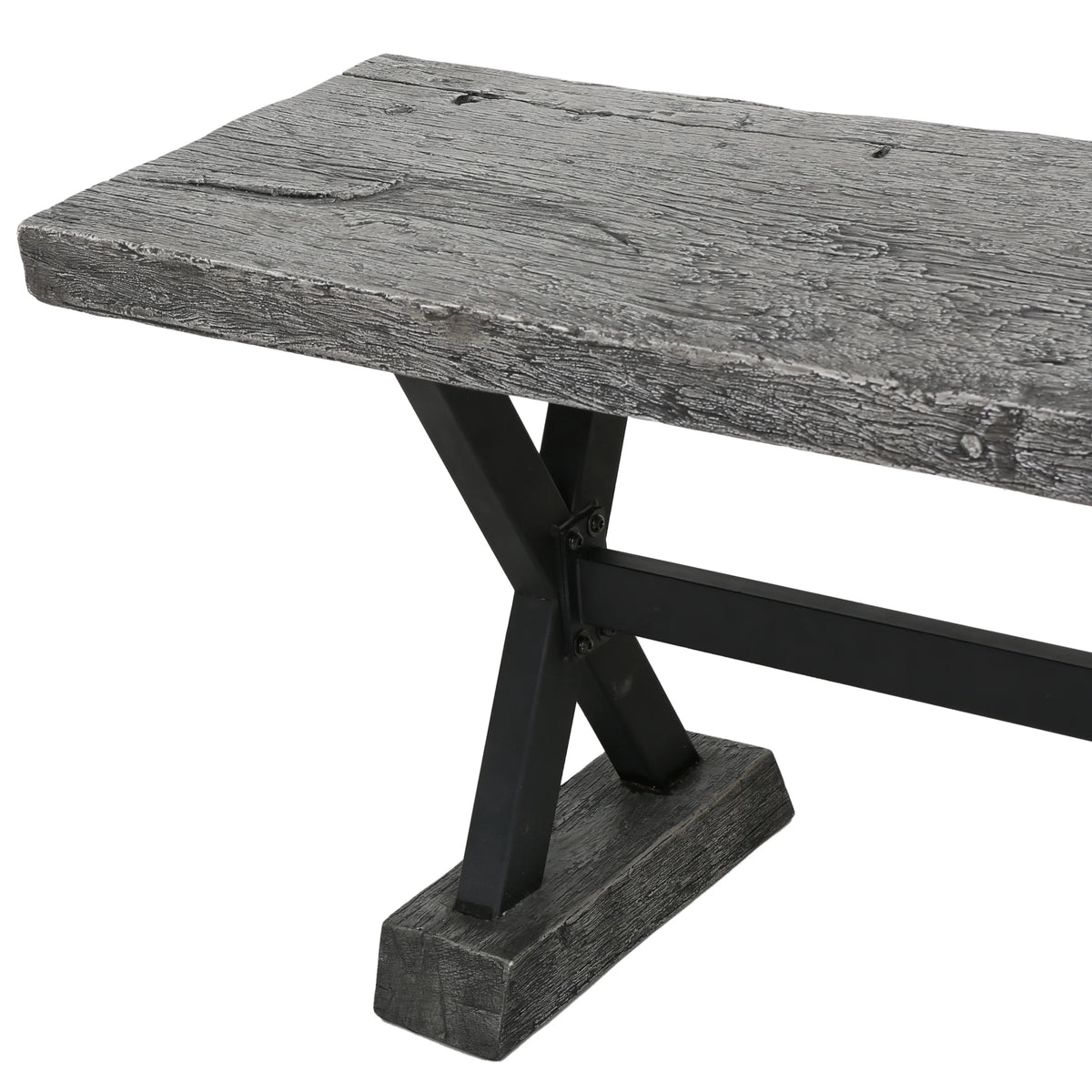 Grey Concrete and Steel Dining Bench J985