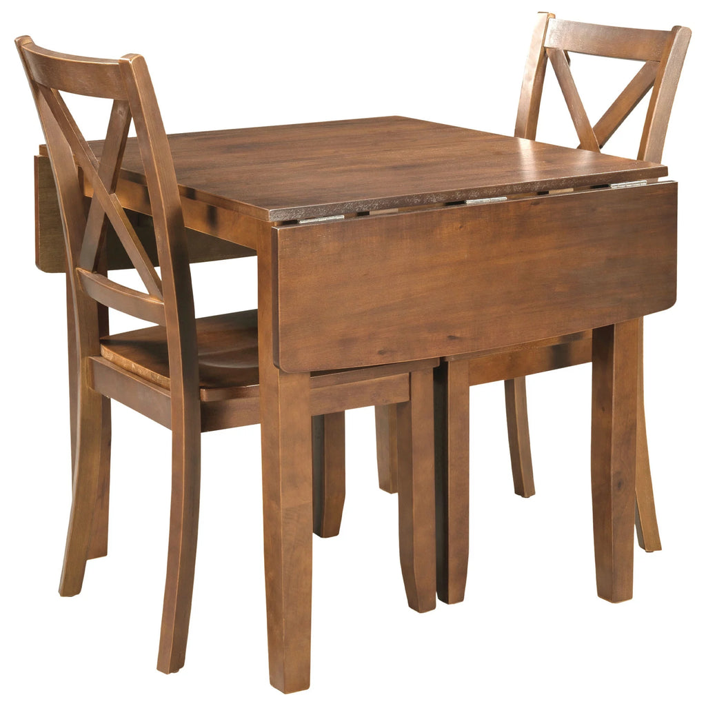 3-Piece Wood Drop Leaf Dining Table Set with 2 Chairs J680216