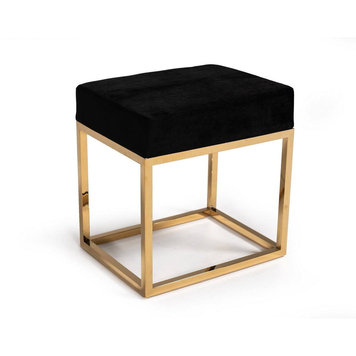 Velvet Upholstered Ottoman with Metal Tubular Base R769909