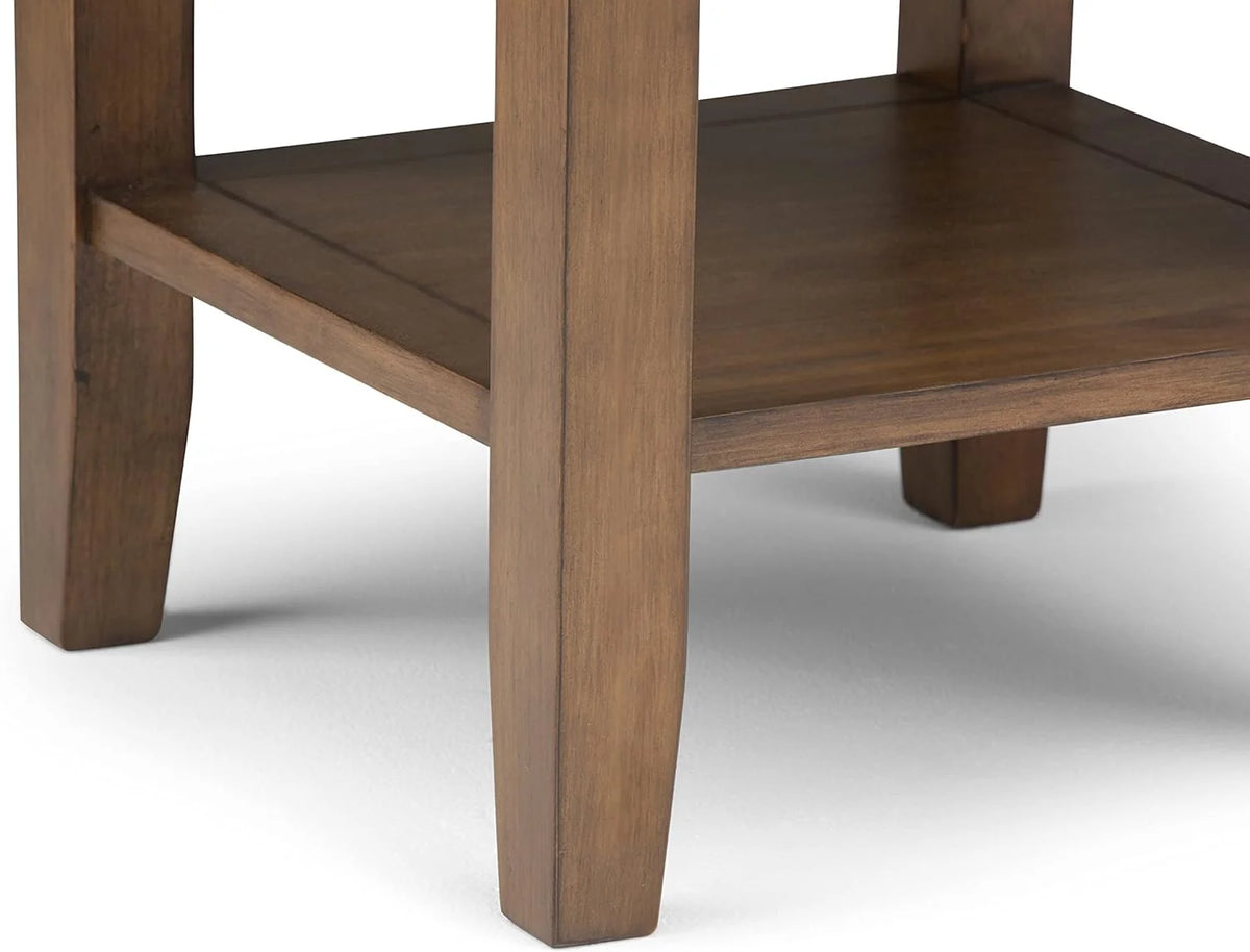 19 Inch Square Wood End Table with 1 Drawer and 1 Shelf C4125