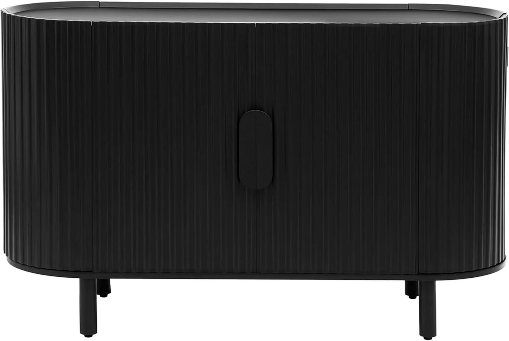 Black Curved Sideboard Cabinet with Adjustable Shelves D642764