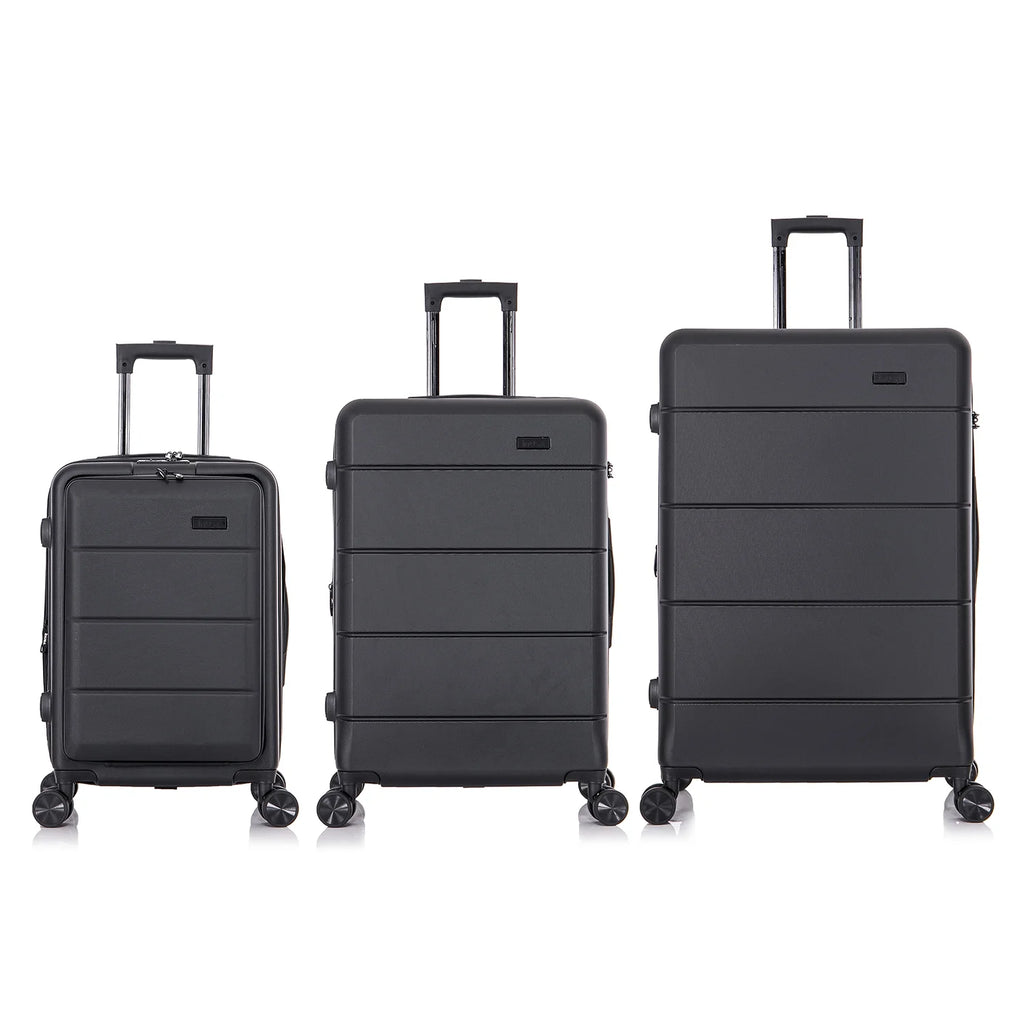 Black 3-Piece Hardside Luggage Set with Spinner Wheels S7697