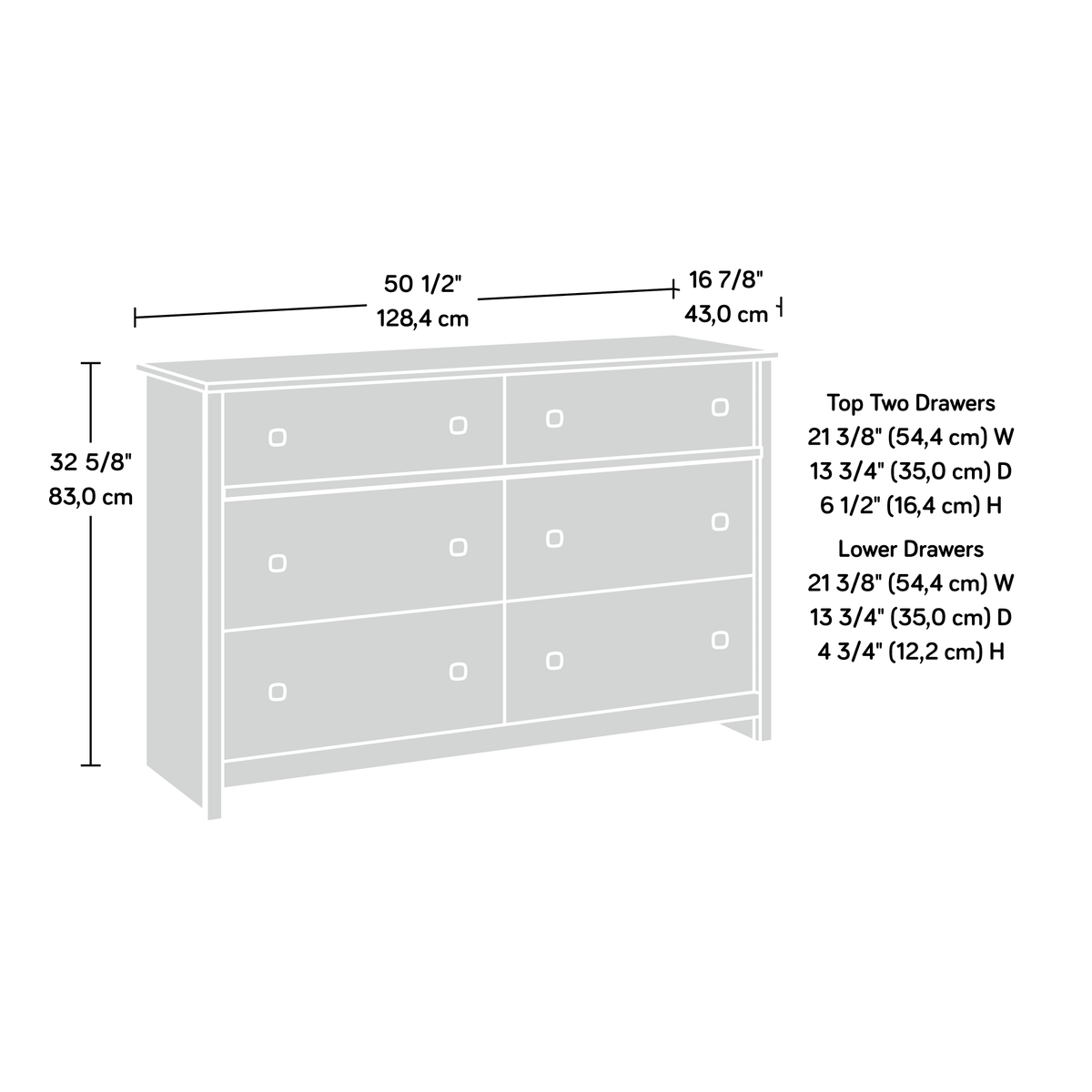 White 6-Drawer Dresser Y546449