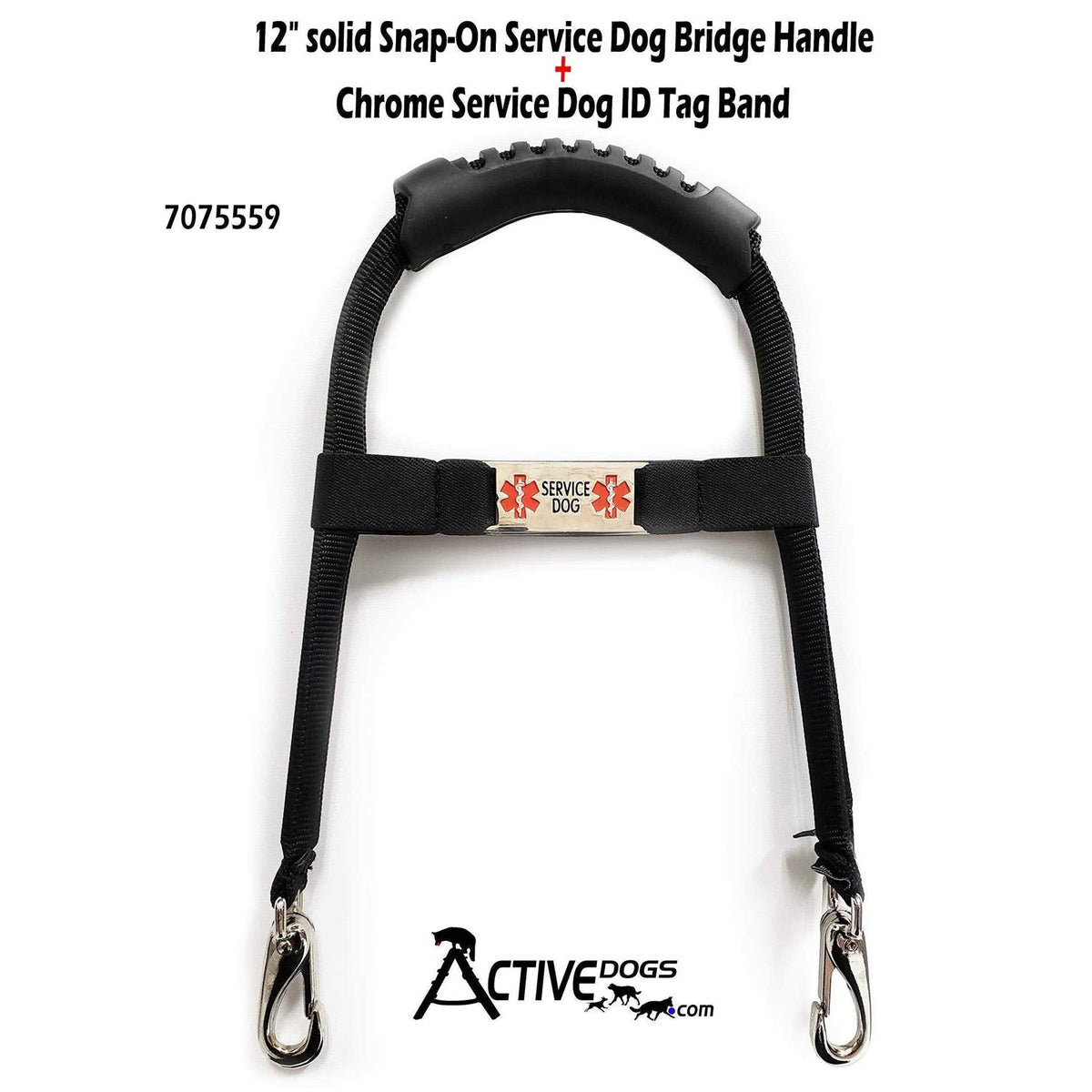 Aluminum Snap-On Service Dog Bridge Handle with ID Tag Band H4303
