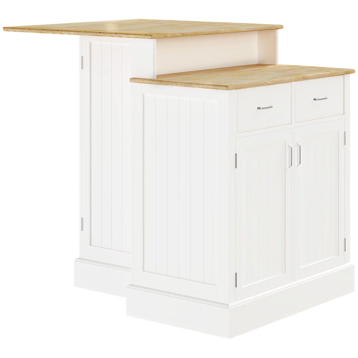 White Kitchen Island with Storage Cabinet and Drawers B3114