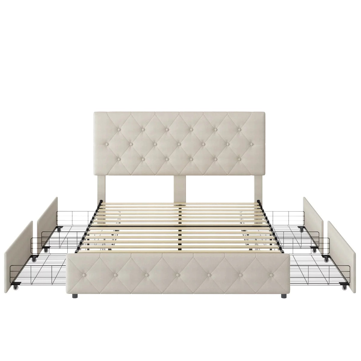 Queen Size 4 Drawer Upholstered Platform Bed with Adjustable Headboard G43720