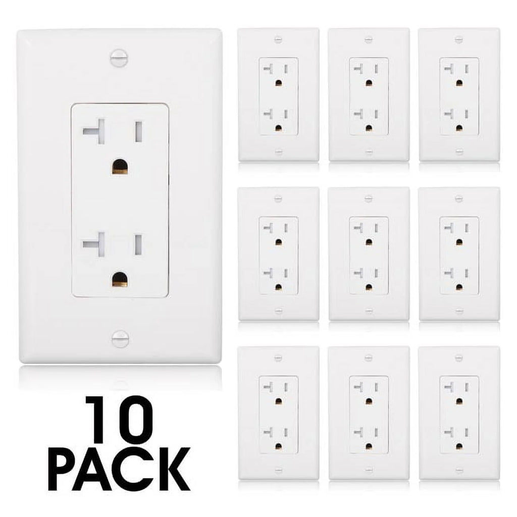 20A Tamper Resistant Decorative Electrical Outlet 10 Pack A187