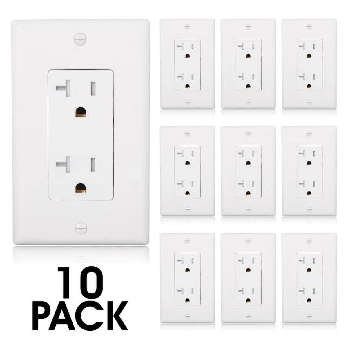 20A Tamper Resistant Decorative Electrical Outlet 10 Pack A187