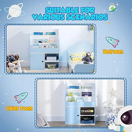 Blue Bookshelf with Cabinet P901