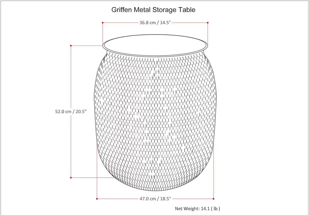 19 Inch Metal Storage Accent Side Table M82091