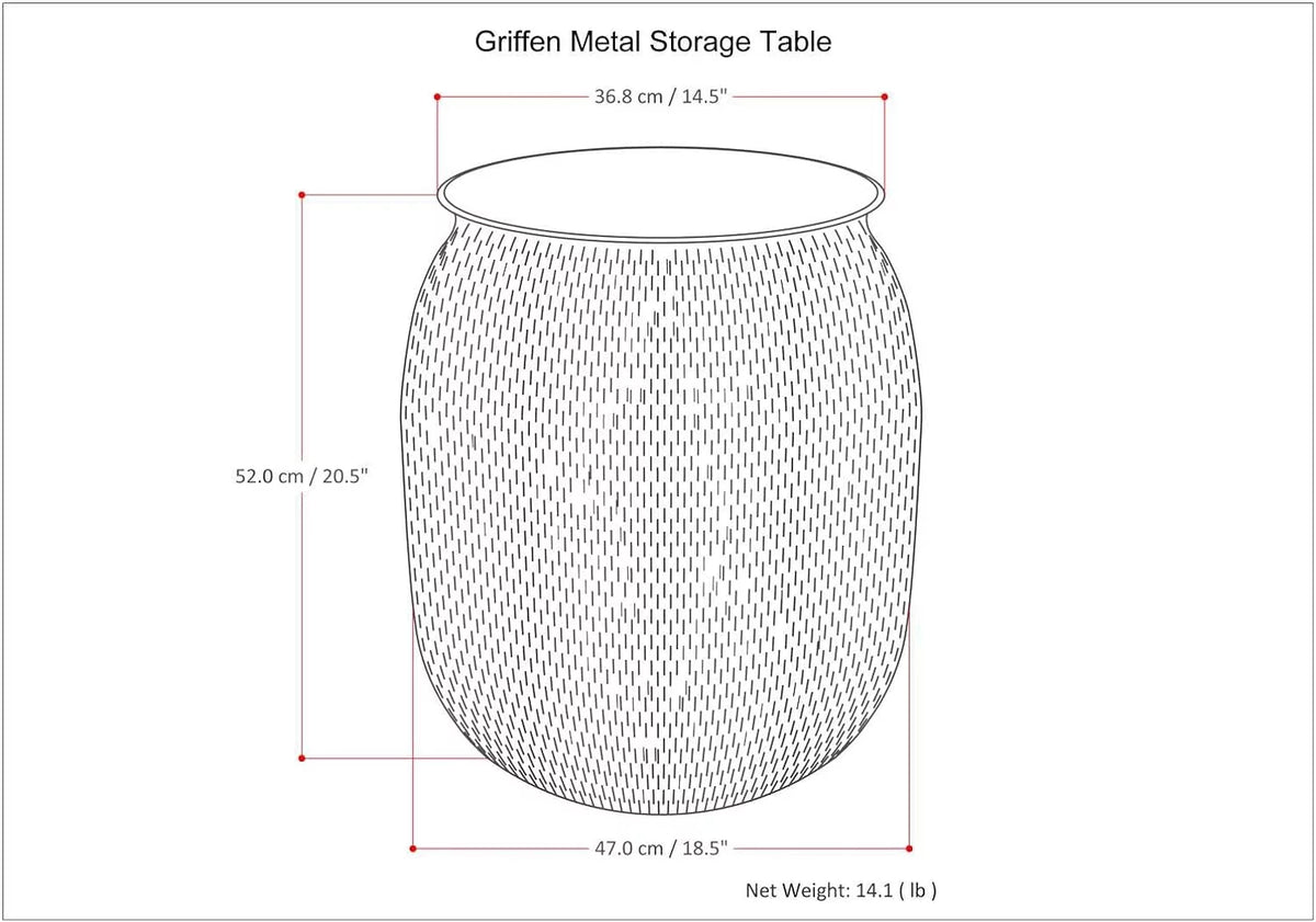 19 Inch Metal Storage Accent Side Table M82091