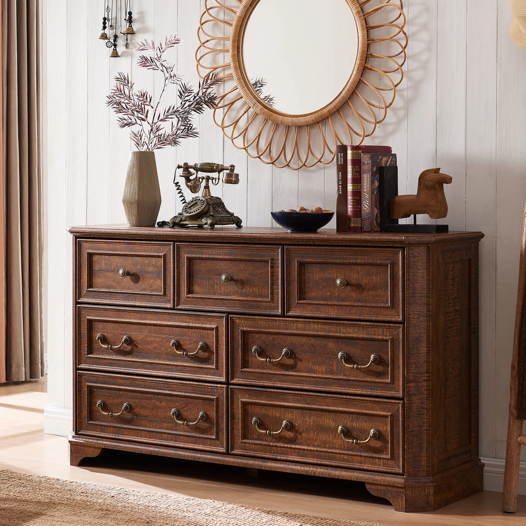 Brown 7 Drawer Wood Dresser E770