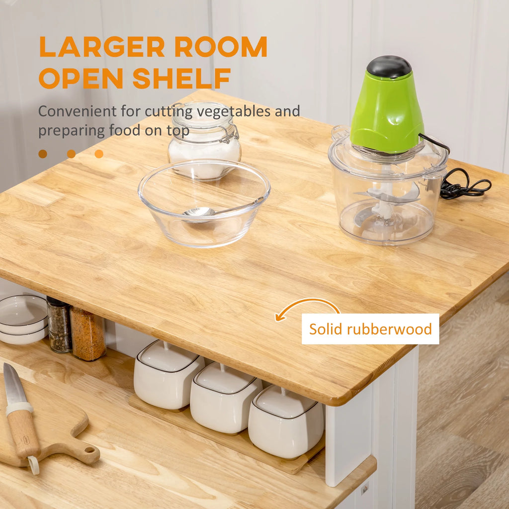White Kitchen Island with Storage Cabinet and Drawers B3114