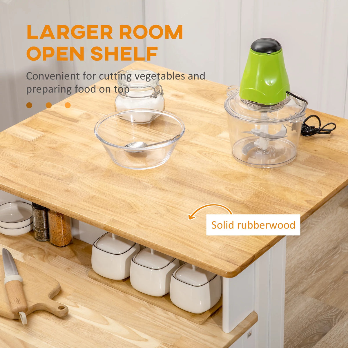 White Kitchen Island with Storage Cabinet and Drawers B3114