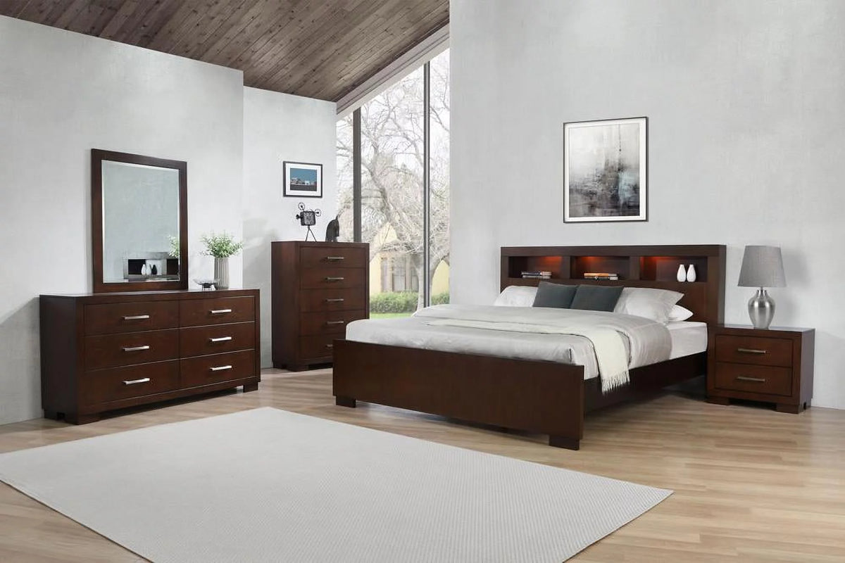 Cappuccino Bedroom Set with Bookcase Headboard E383657