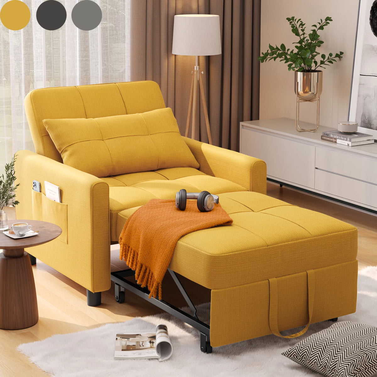 Yellow Convertible Sofa Bed G134275