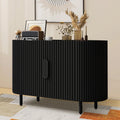 Black Curved Sideboard Cabinet with Adjustable Shelves D642764