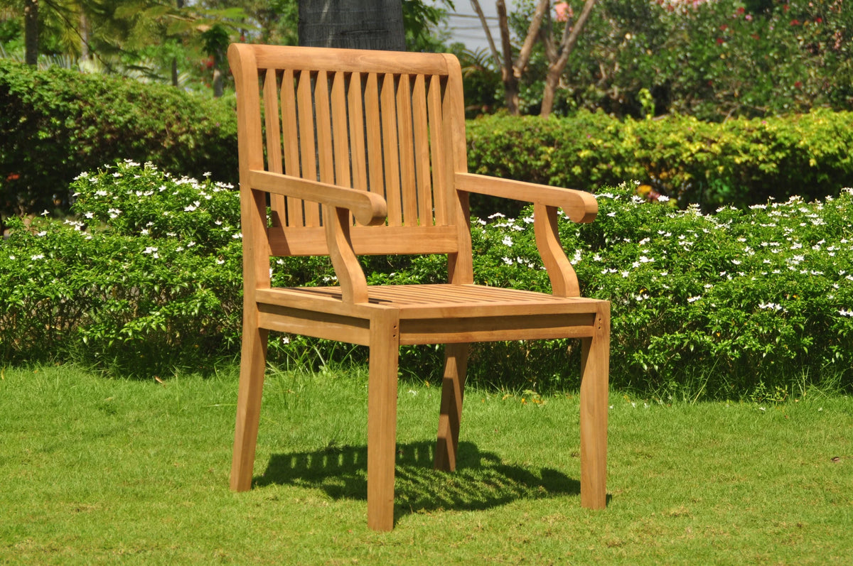 5 Pc Teak Dining Set with Round Table and 4 Arm Chairs U870124