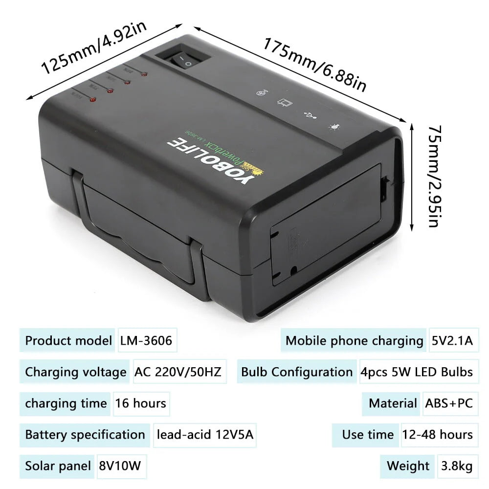 Portable Solar Power Station with 4 LED H812875
