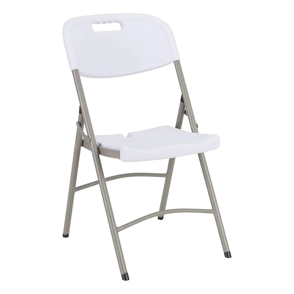 White Blow-Molded Plastic Folding Chairs Set of 4 Y6975