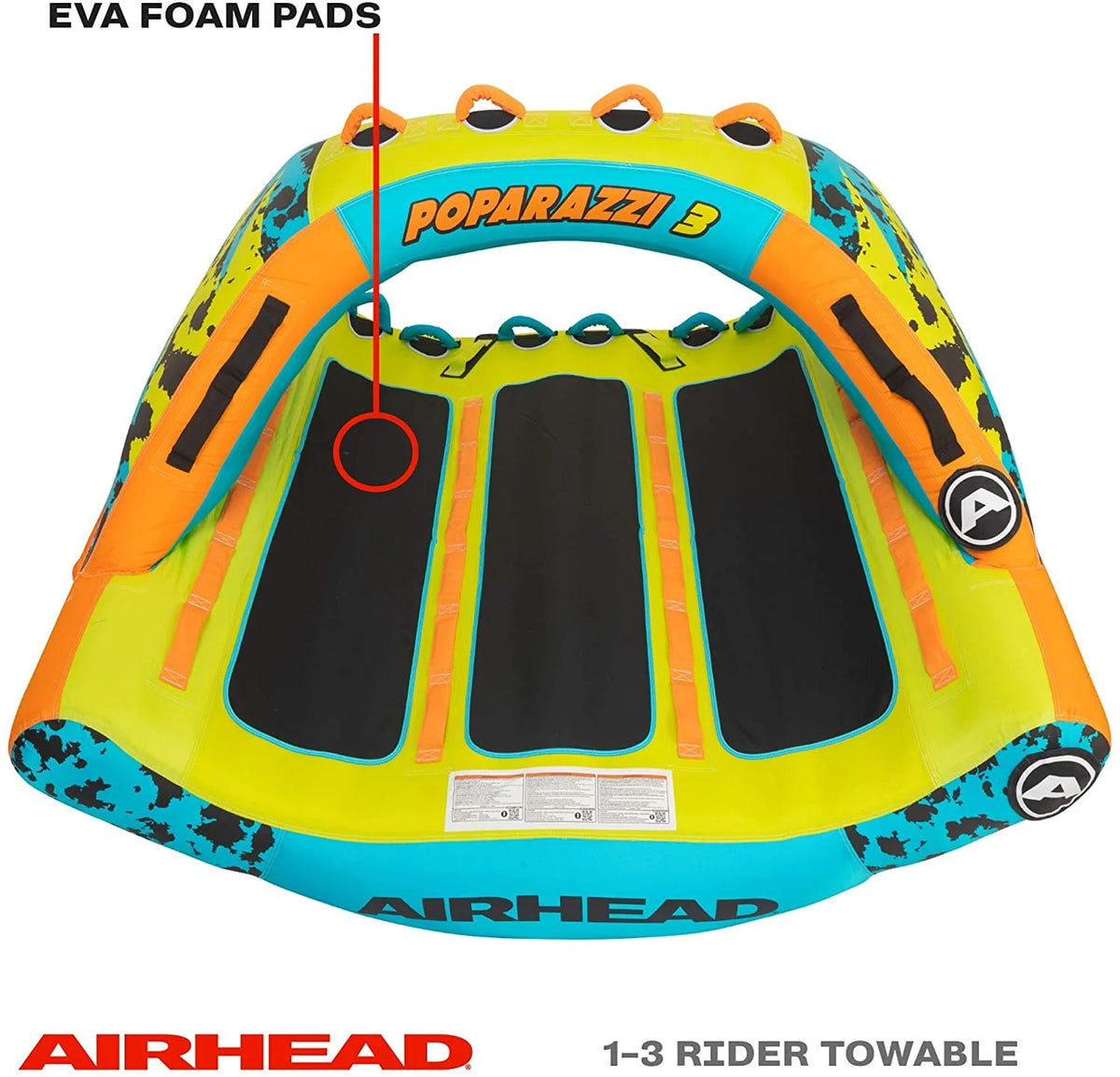 Inflatable PVC Towable Water Tube, Green 3 Person V3330