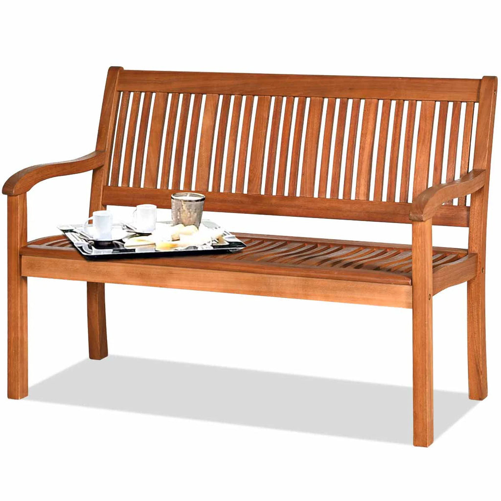 50'' Two Person Outdoor Bench Loveseat Solid Wood N59029