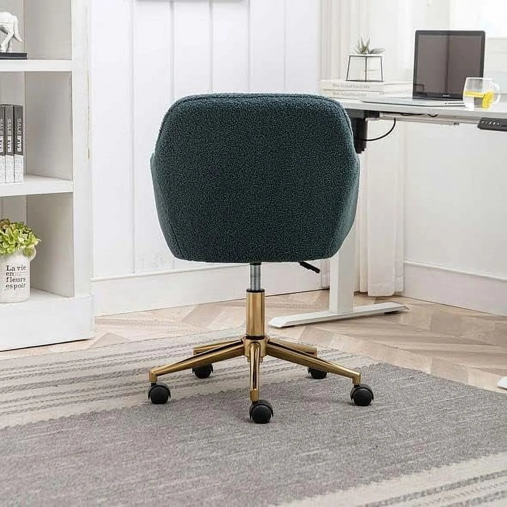 Modern Velvet Fabric Adjustable Height Home Office Chair with Gold Metal Legs and Universal Wheels D950