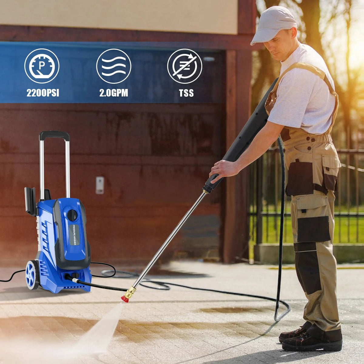 Electric Pressure Washer 3200Psi Max 2GPM with 4 Nozzle F2749