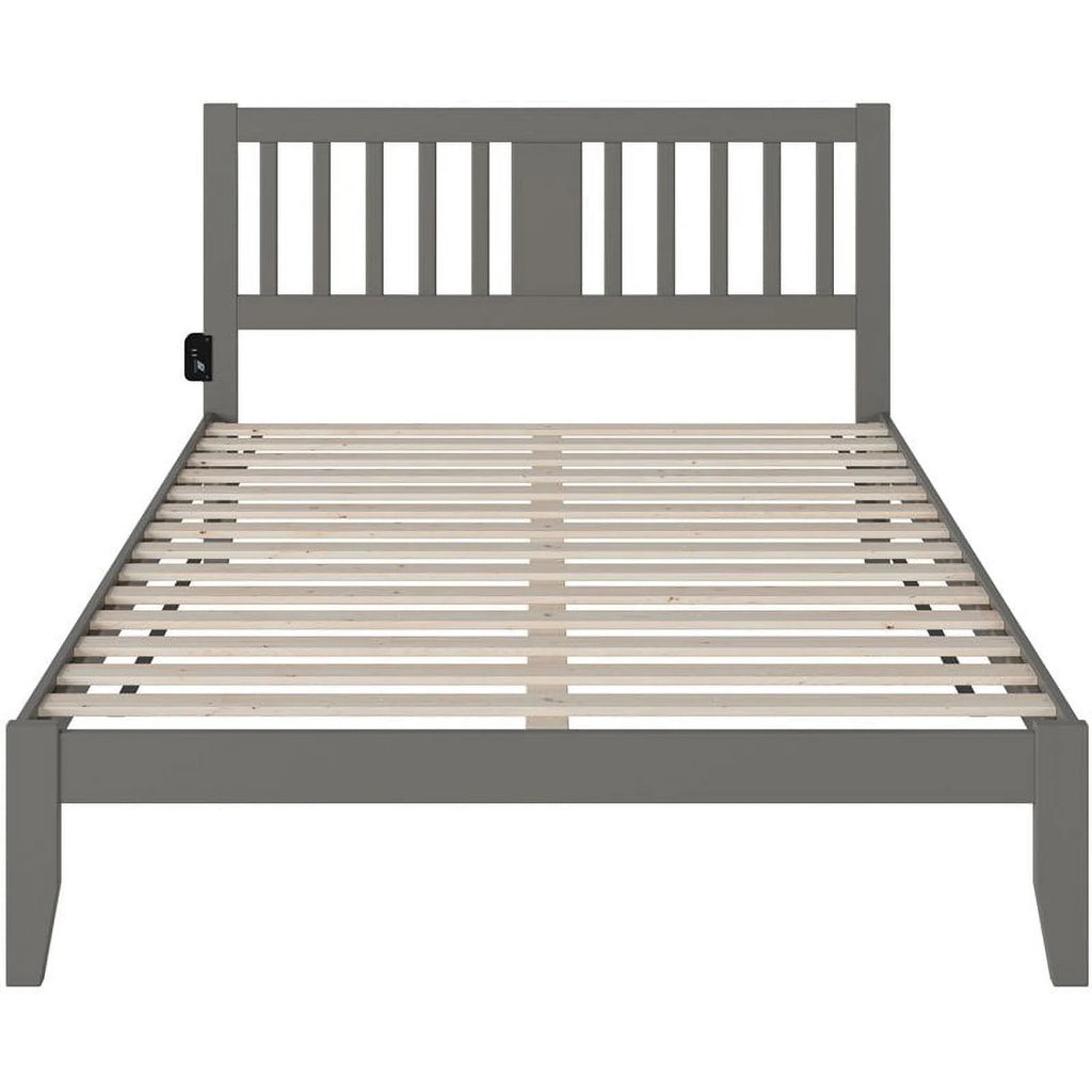 Gray Wood Queen Spindle Bed with USB Charger A345