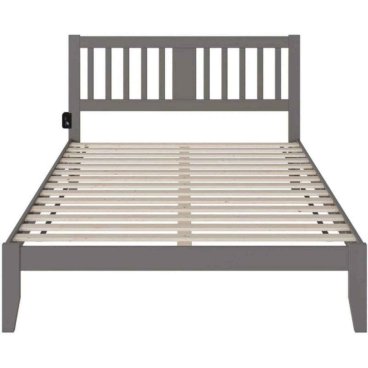 Gray Wood Queen Spindle Bed with USB Charger A345