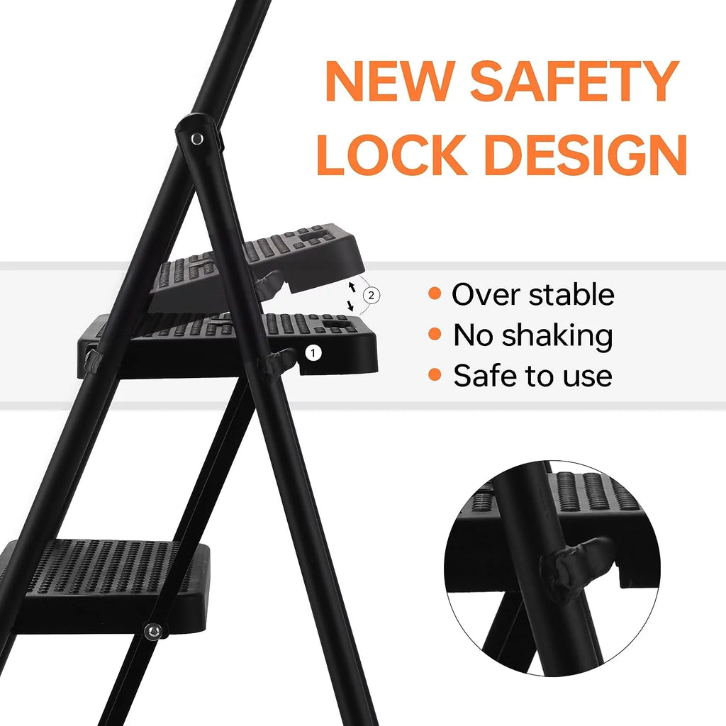 5 Step Lightweight Folding Steel Ladder 330lb Capacity N65437
