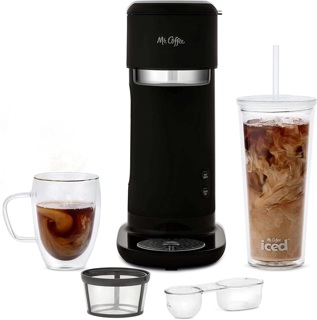 Black Single Serve Iced and Hot Coffee Maker with Tumbler J316