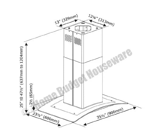 36" 900 CFM Stainless Steel Island Mount Range Hood D12696