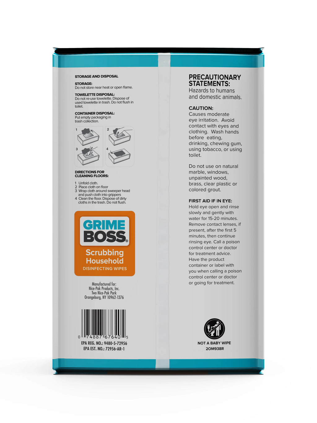 Fiber Blend Scrubbing Household Disinfecting Wipes 72 pk K32202