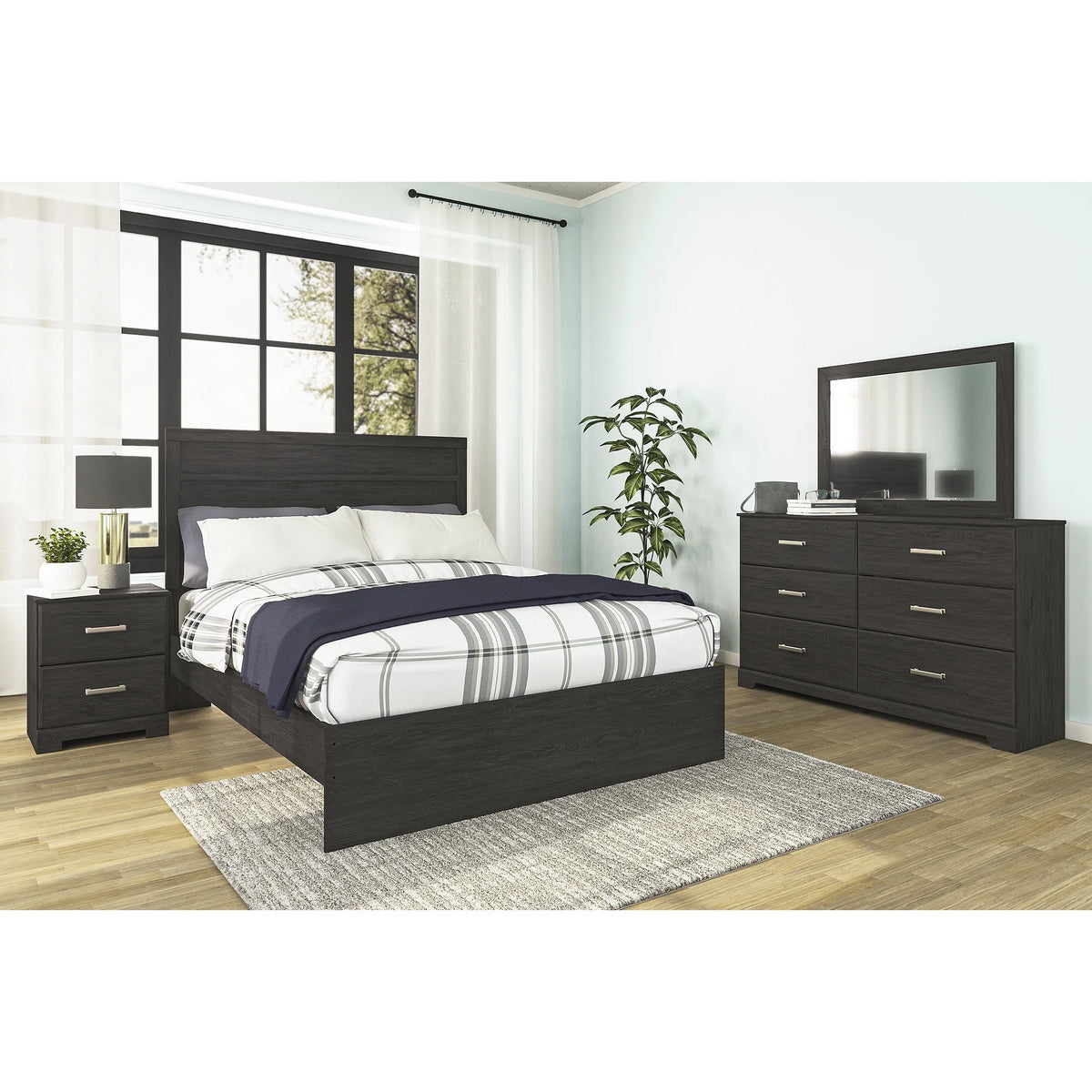 Black 2 Drawer Nightstand C964