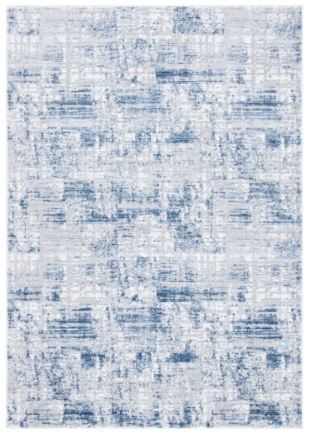 Navy Light Grey Abstract Area Rug 8' x 10' R9458