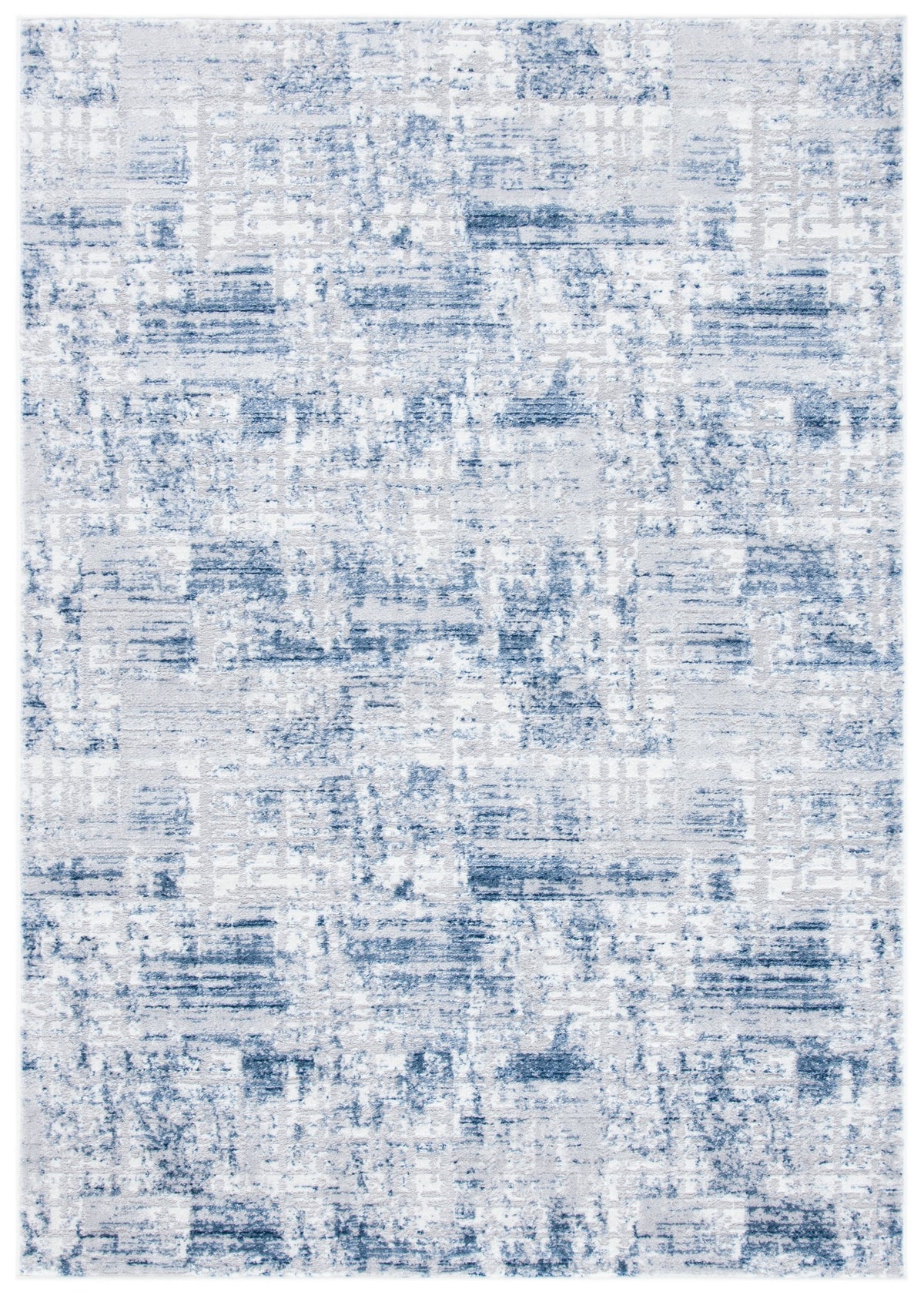 Navy Light Grey Abstract Area Rug 8' x 10' R9458