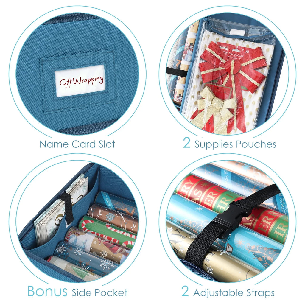 Wrapping Paper Storage Container with Interior Pockets E162619