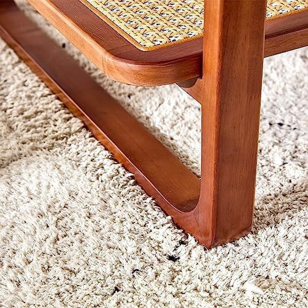Modern Rattan Woven Glass Desktop Round Double-Layer Solid Wood Coffee Table M1455