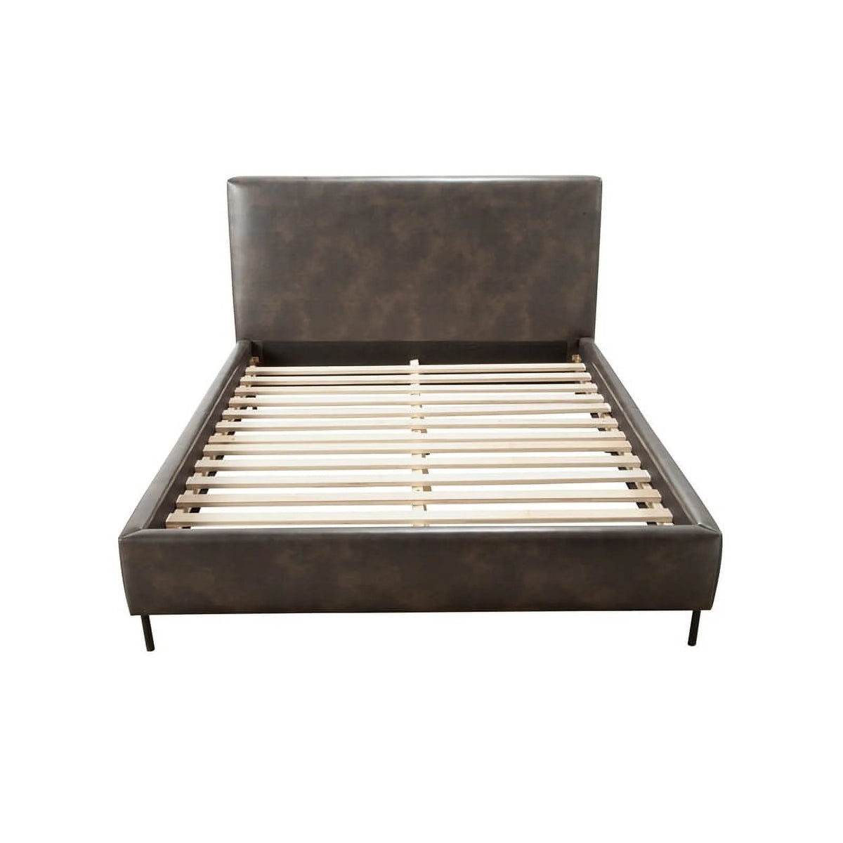 Gray Faux Leather & Solid Wood King Bed with Metal Legs N7962