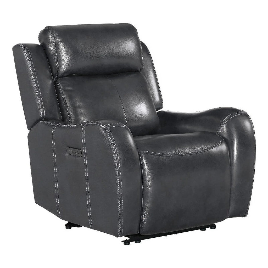 Charcoal Gray Leather Dual-Power Recliner F104745