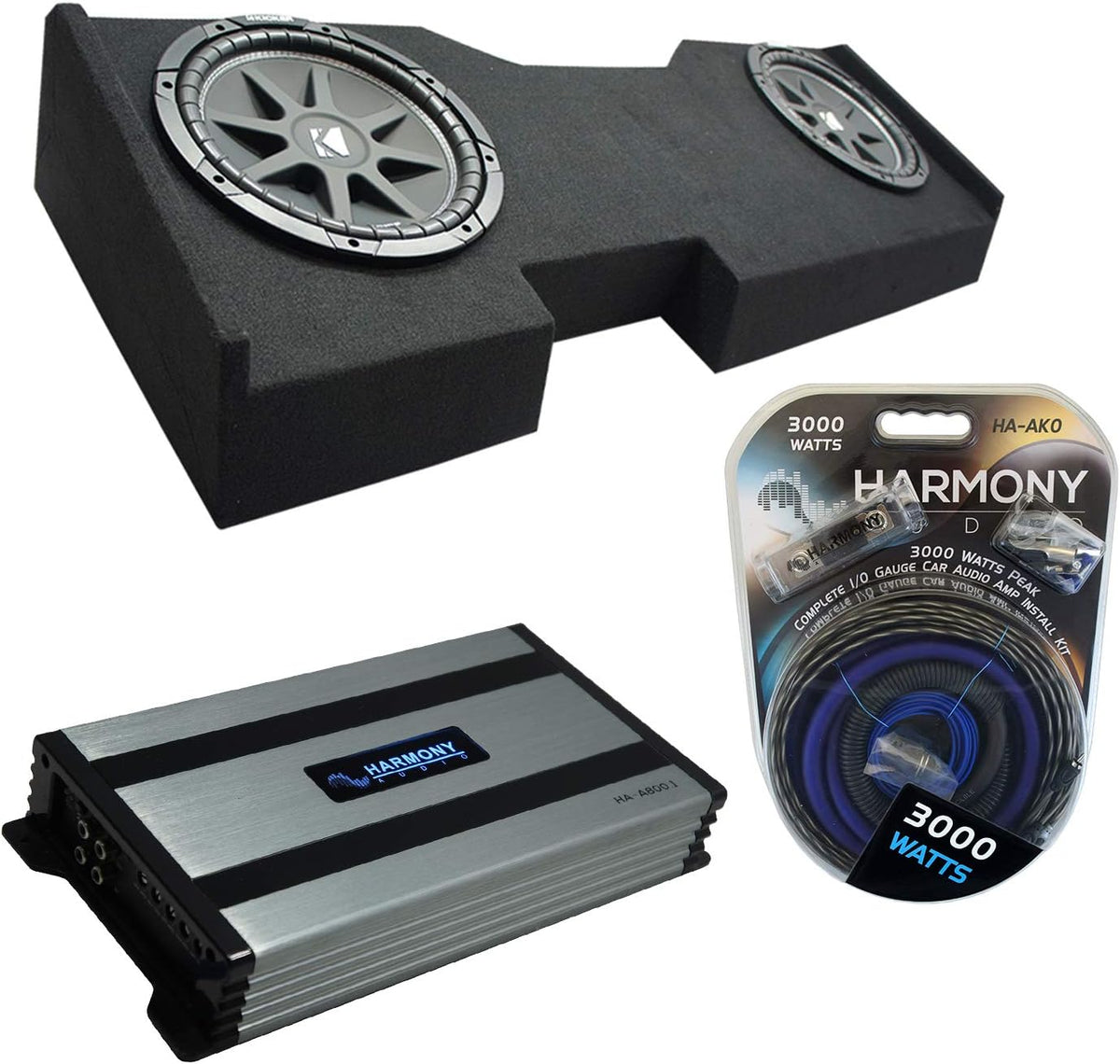 Compatible with 2014 - UP GMC Sierra Crew Cab Dual 10 Sub Box Amp K368