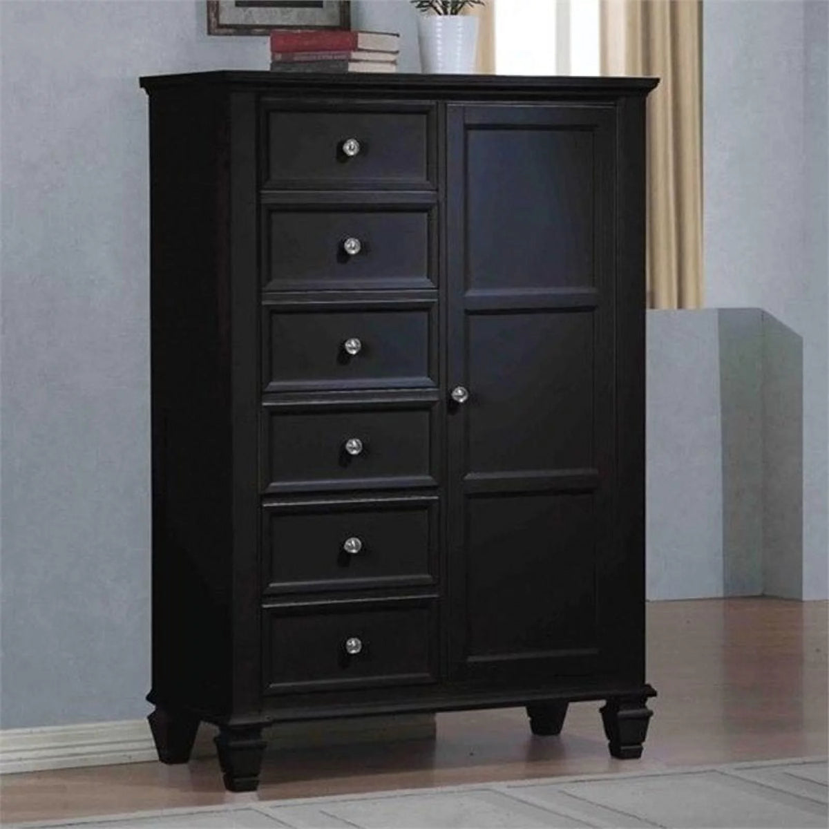 6 Drawer Chest in Black and Silver P40971