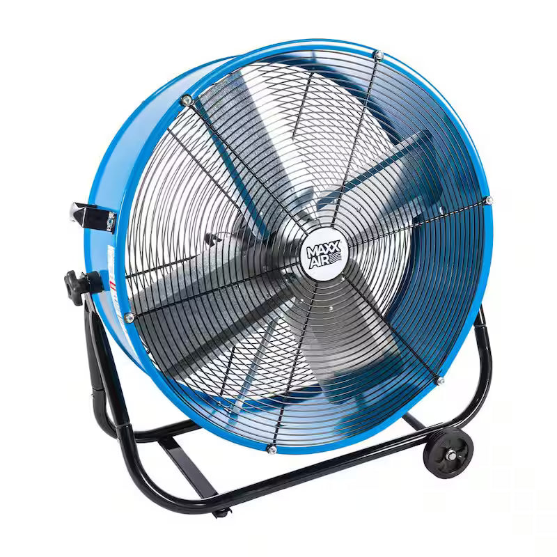 2 Fan Speeds Drum Fan in Blue with Snap-On Wheels W93967