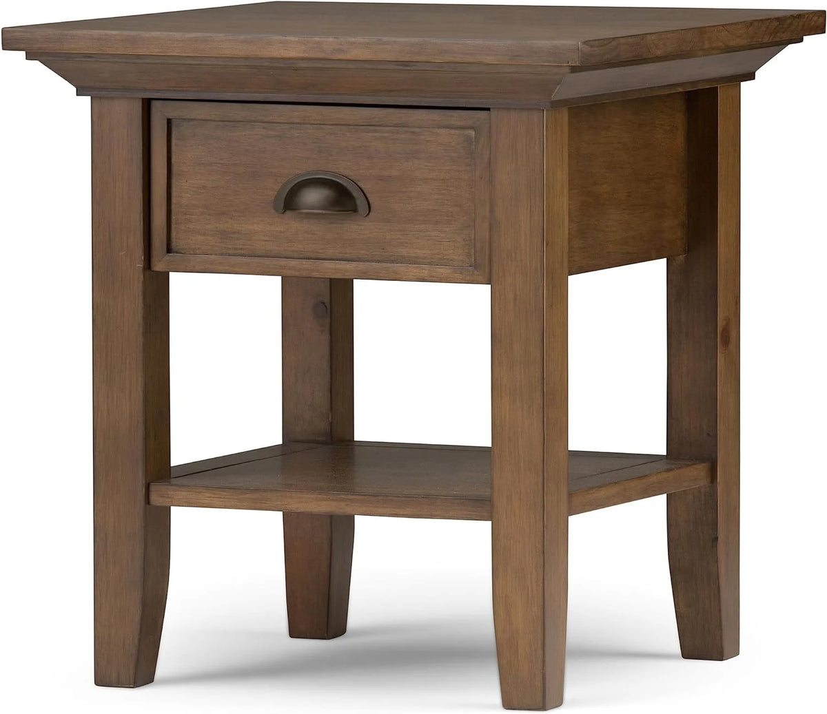 19 Inch Square Wood End Table with 1 Drawer and 1 Shelf C4125