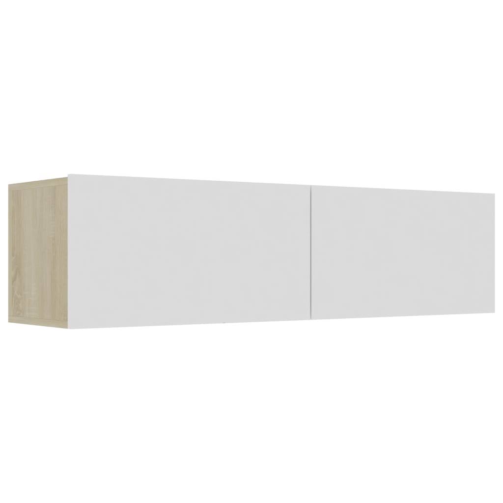 White and Sonoma Oak Chipboard TV Cabinet Q60852